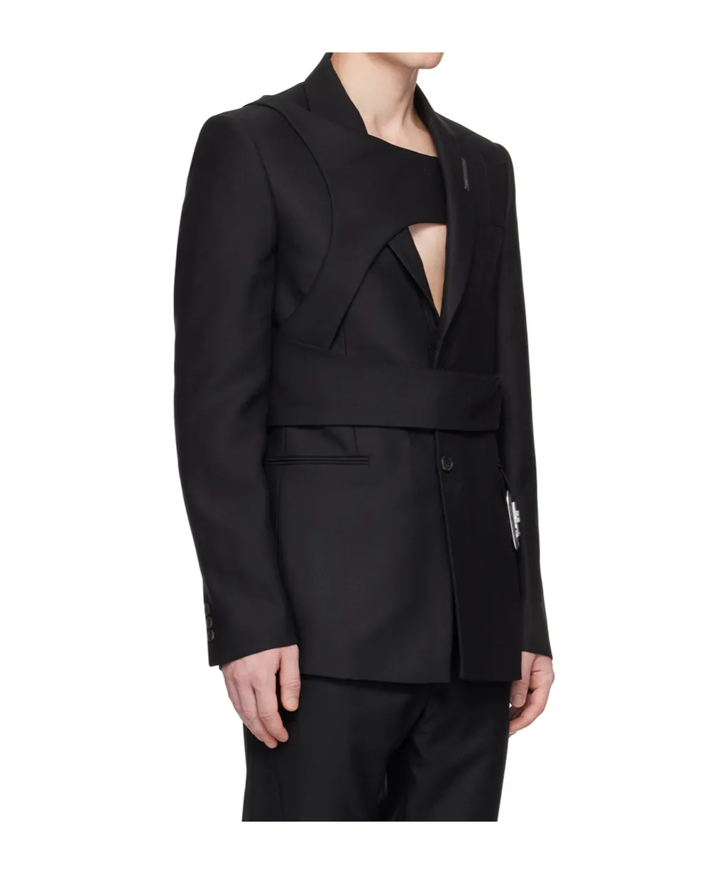 Carabiner-Detail Striped Blazer