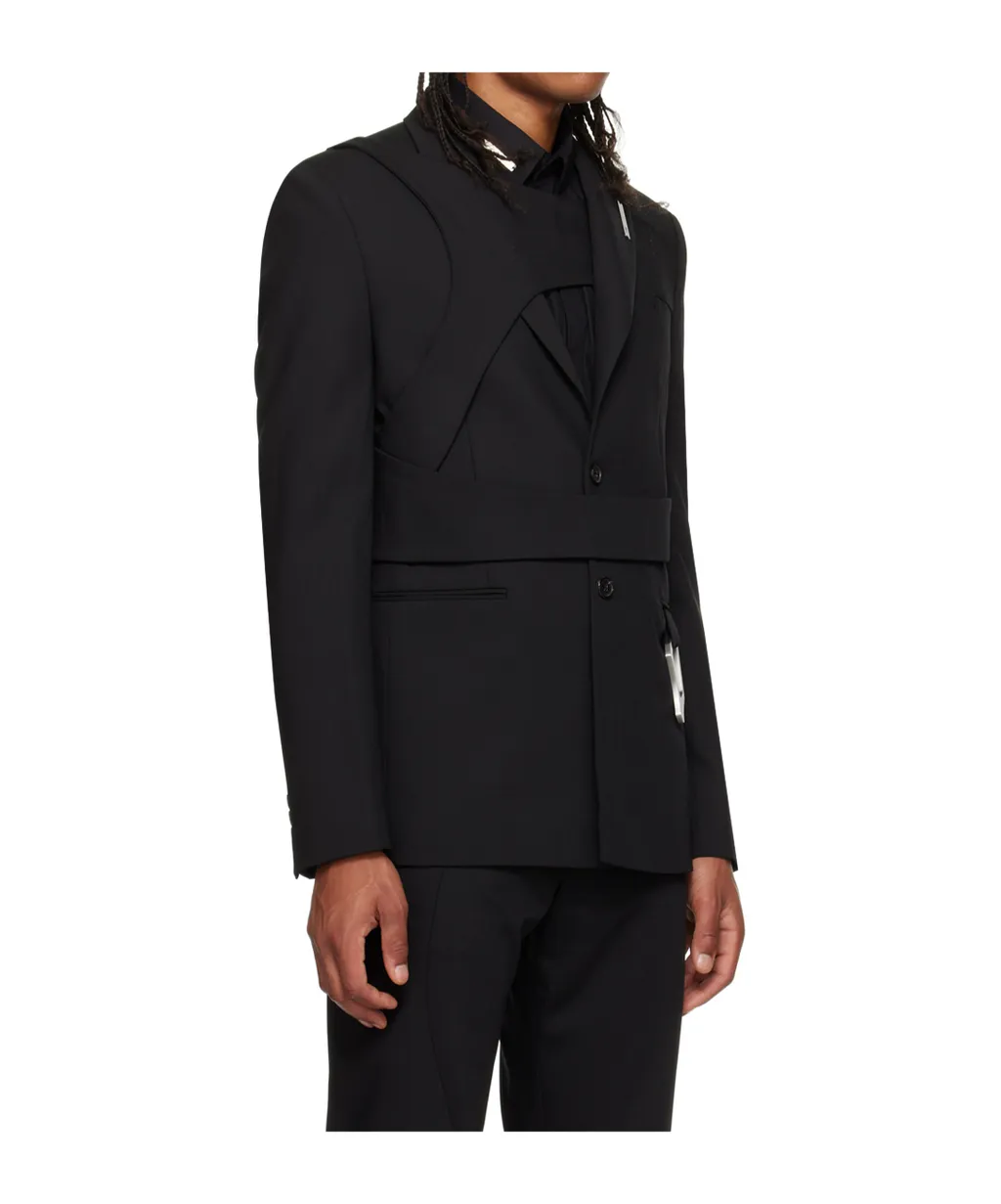 Carabiner-Detail Striped Blazer