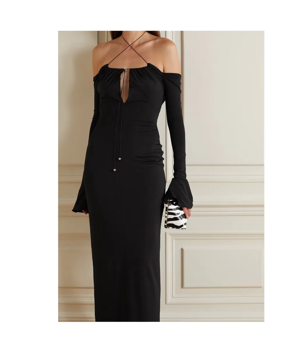 Salm Off-Shoulder Halterneck Maxi Dress