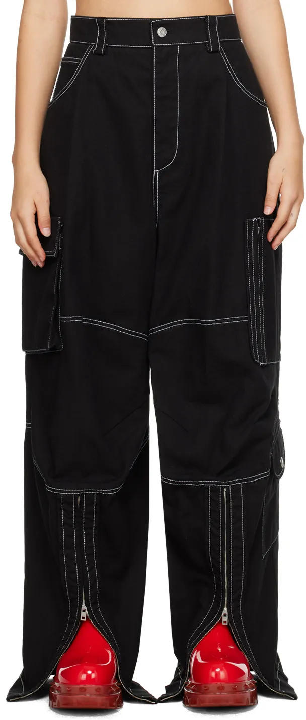 Contrast-Stitch Biker Pants
