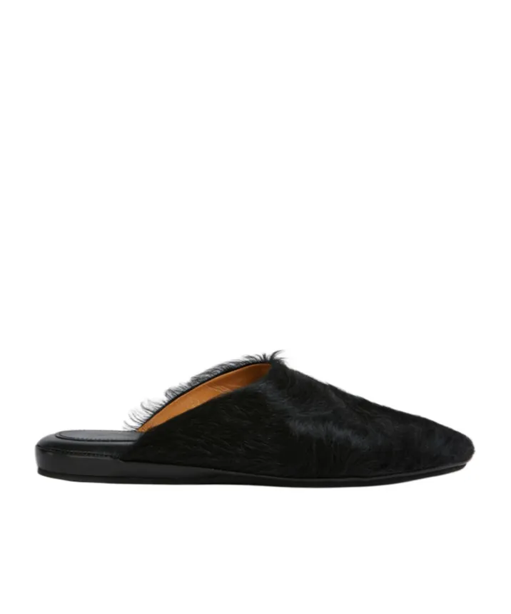Black Long-Hair Calfskin Sabot