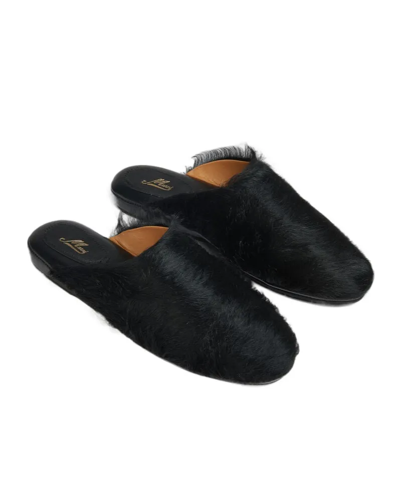 Black Long-Hair Calfskin Sabot