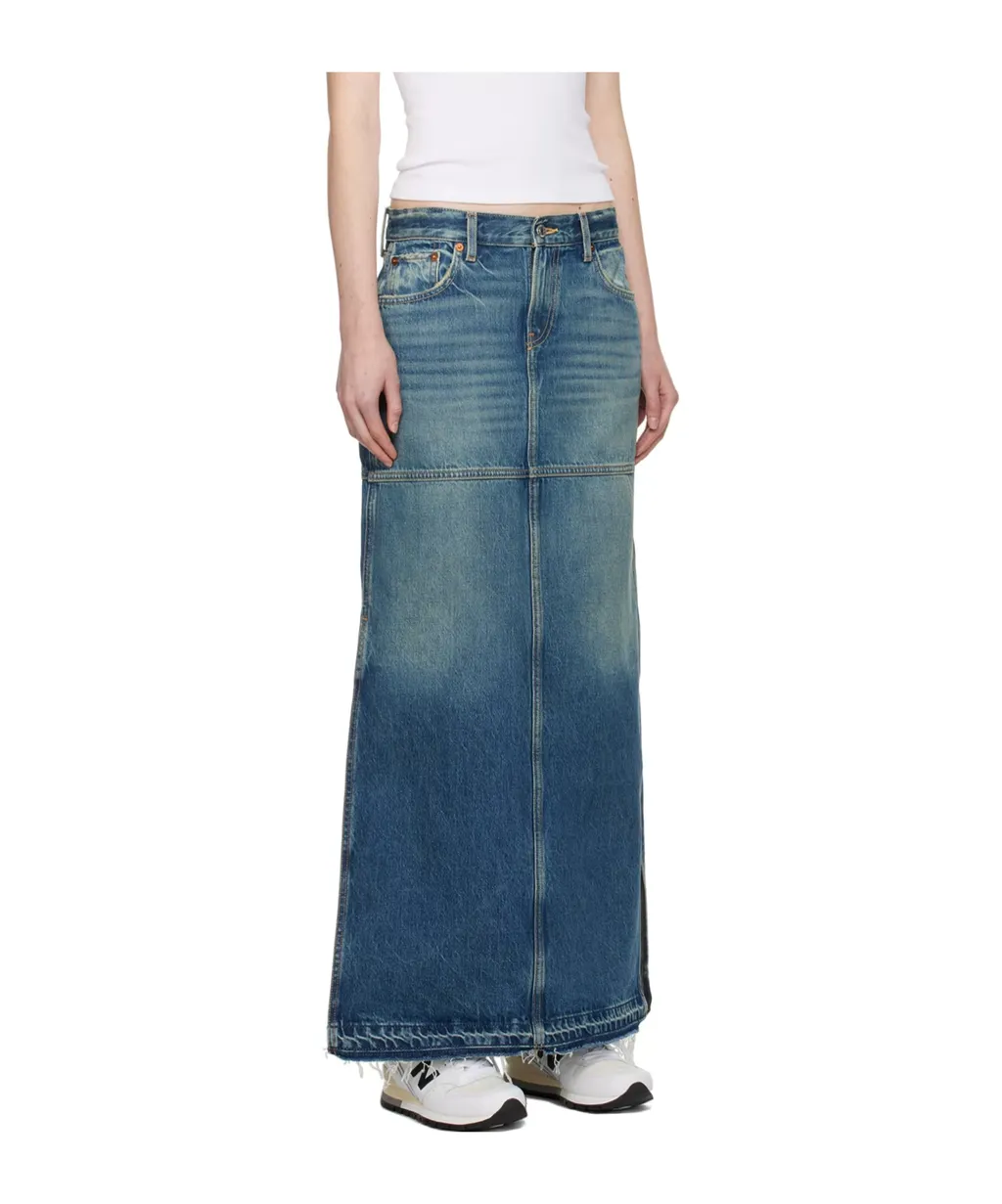 Mid-Rise Maxi Denim Skirt