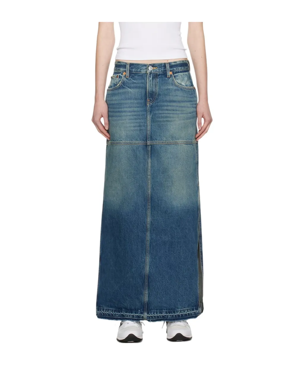 Mid-Rise Maxi Denim Skirt