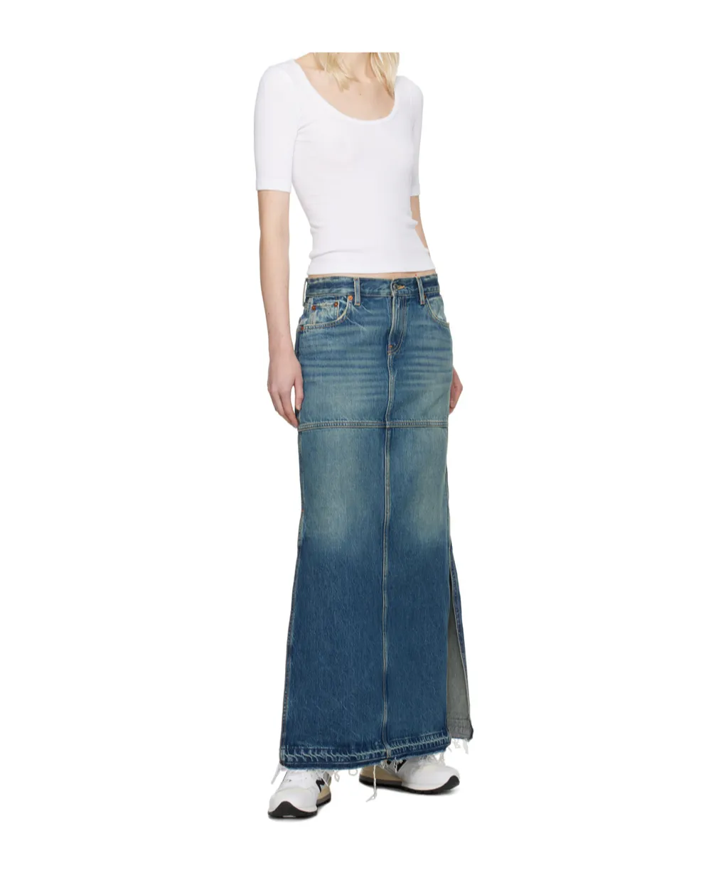 Mid-Rise Maxi Denim Skirt