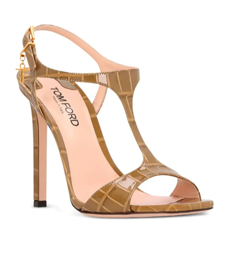 145Mm Angelina T-Bar Crocodile-Effect Sandals