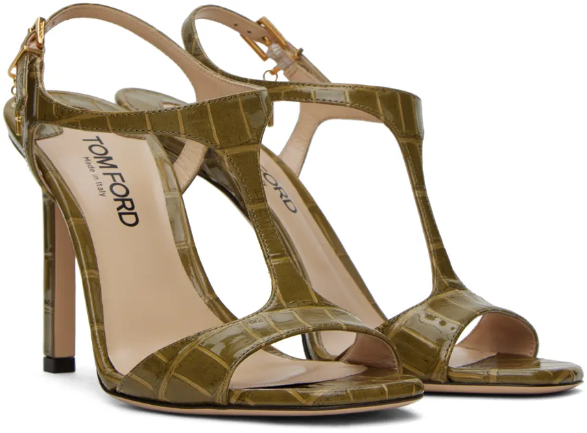 145Mm Angelina T-Bar Crocodile-Effect Sandals