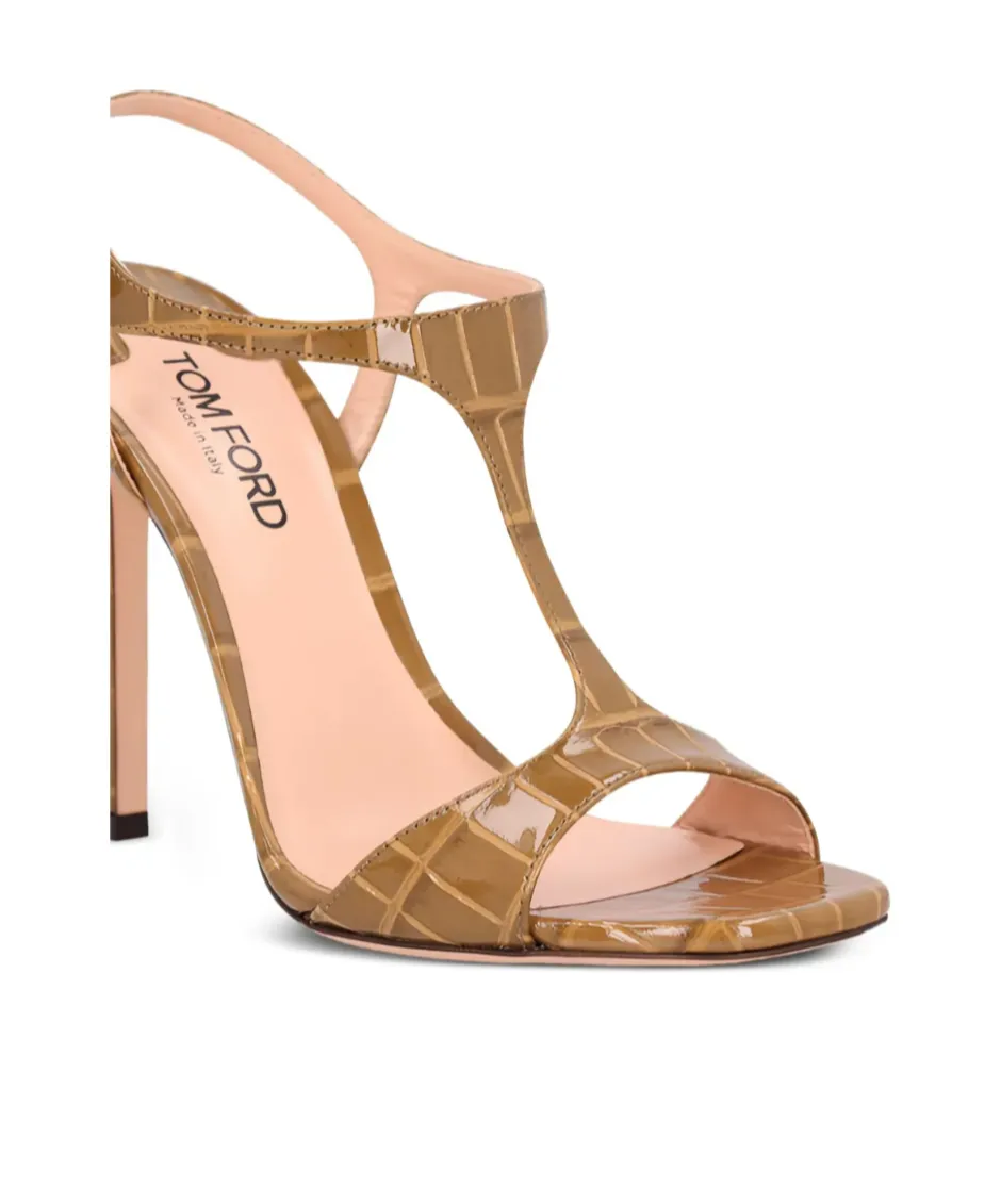 145Mm Angelina T-Bar Crocodile-Effect Sandals