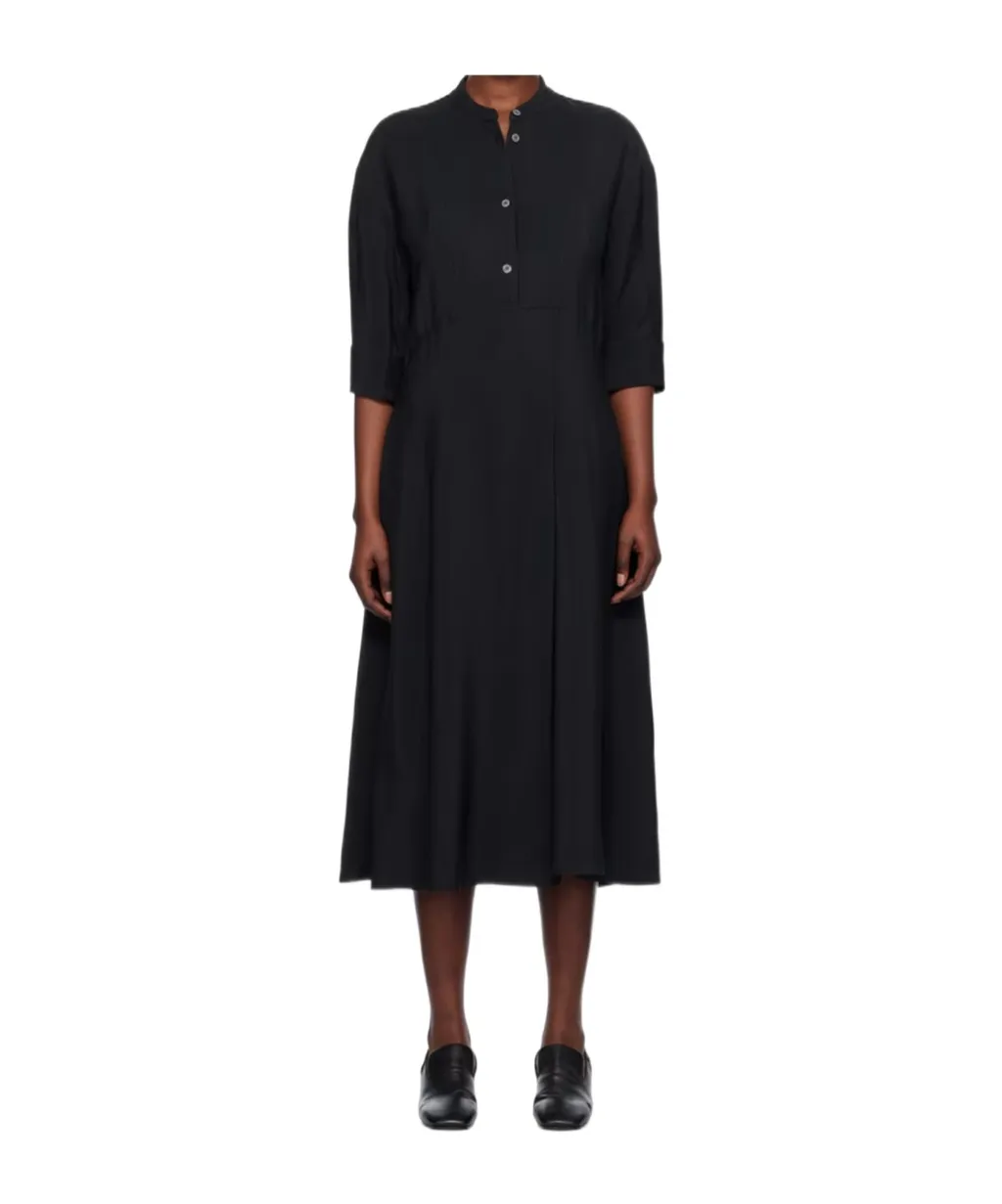 Pleat-Detailing Twill Dress