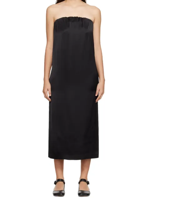 Siple Strapless Satin Midi Dress