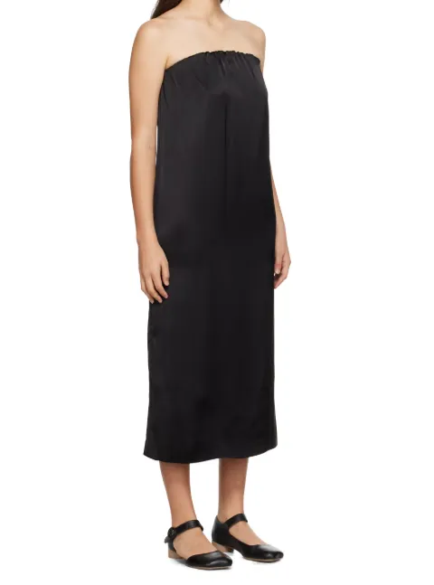 Siple Strapless Satin Midi Dress