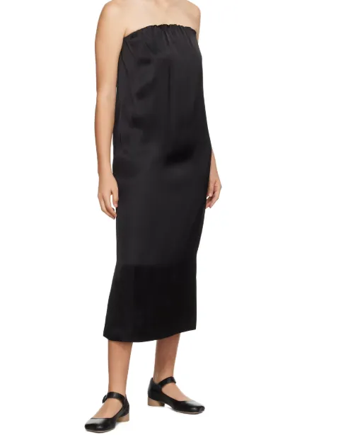 Siple Strapless Satin Midi Dress