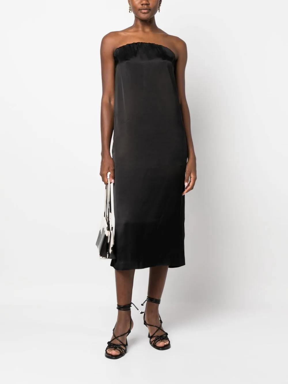 Siple Strapless Satin Midi Dress