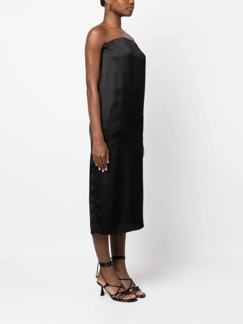 Siple Strapless Satin Midi Dress