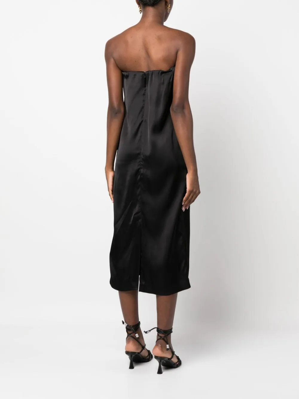 Siple Strapless Satin Midi Dress