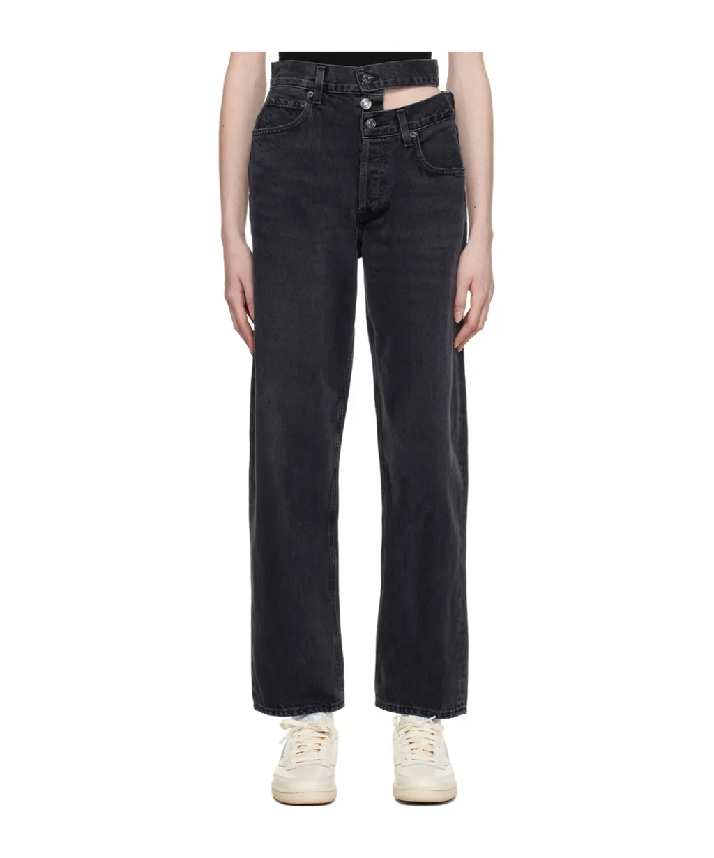 High Waist Denim Trousers