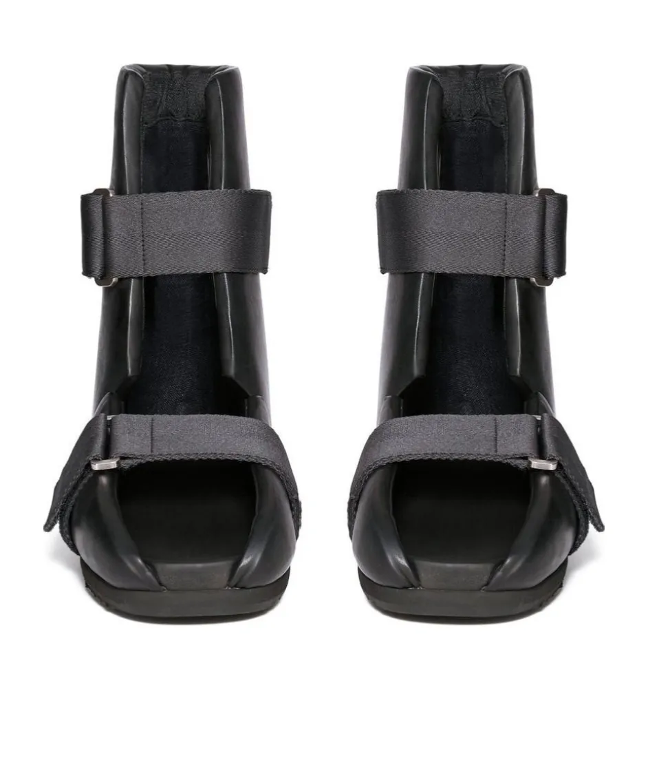 Splint Open-Toe Leather Boots