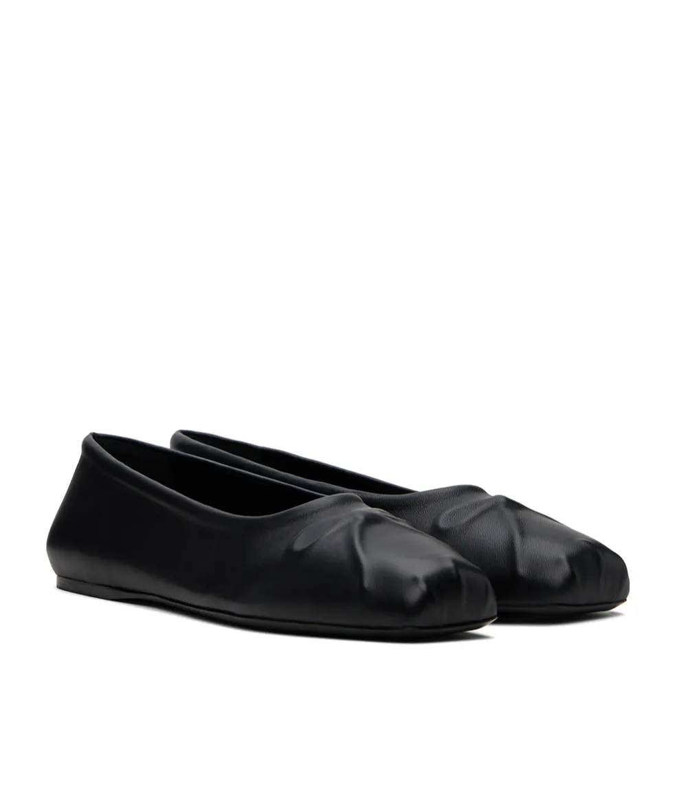 Black Nappa Leather Little Bow Ballet Flat