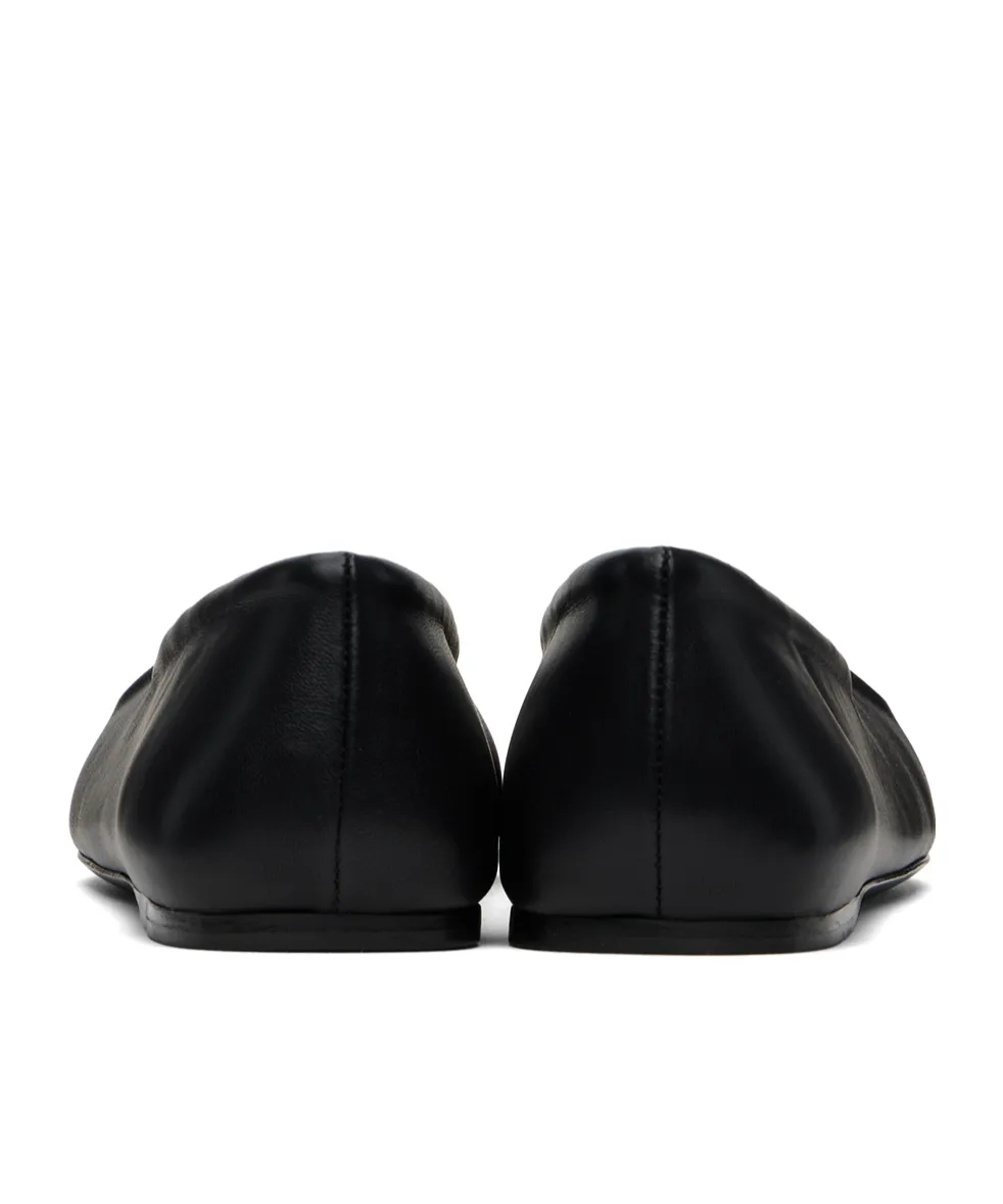 Black Nappa Leather Little Bow Ballet Flat