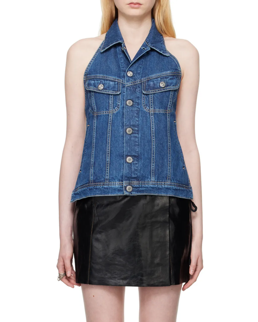 Open-Back Denim Vest