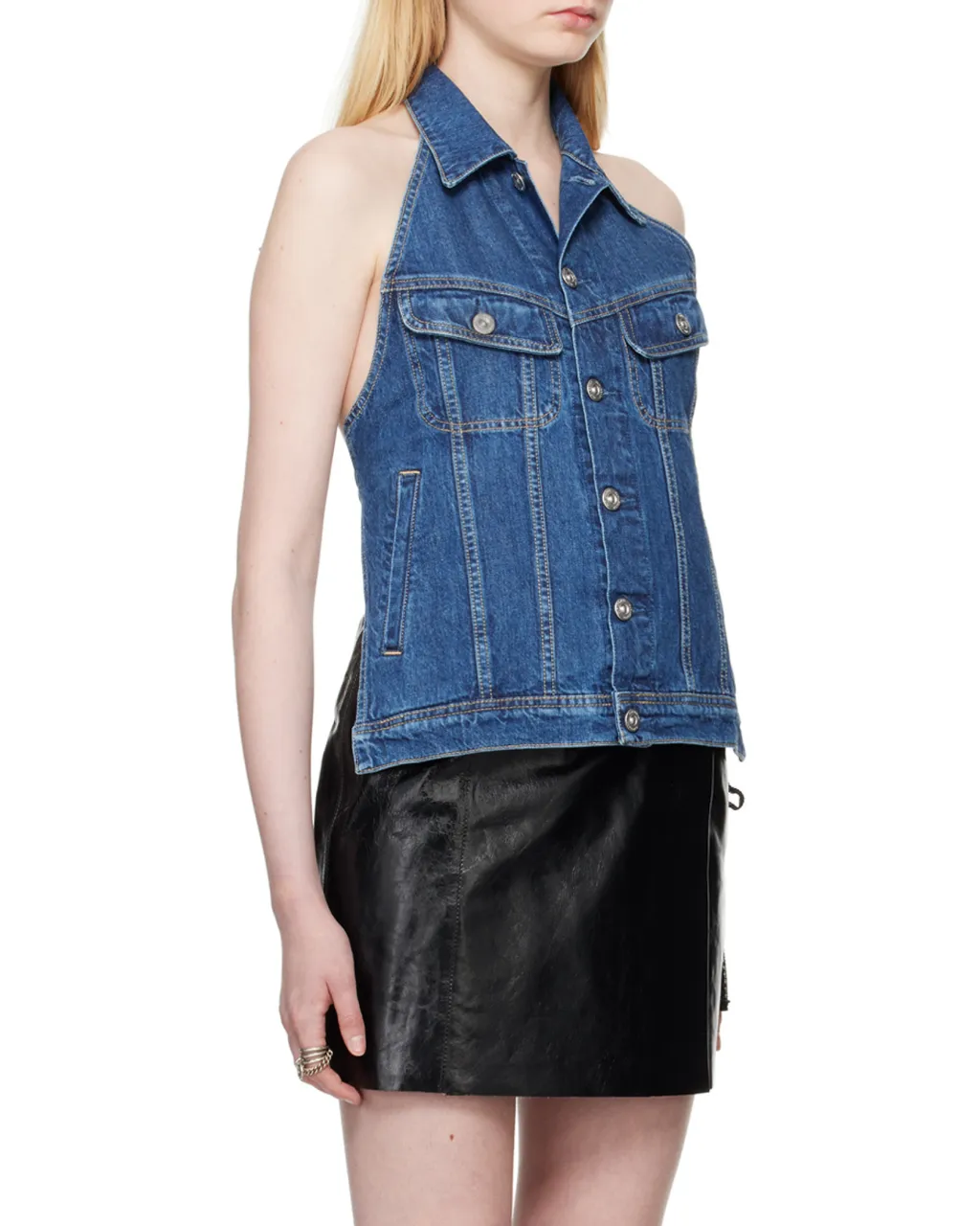 Open-Back Denim Vest