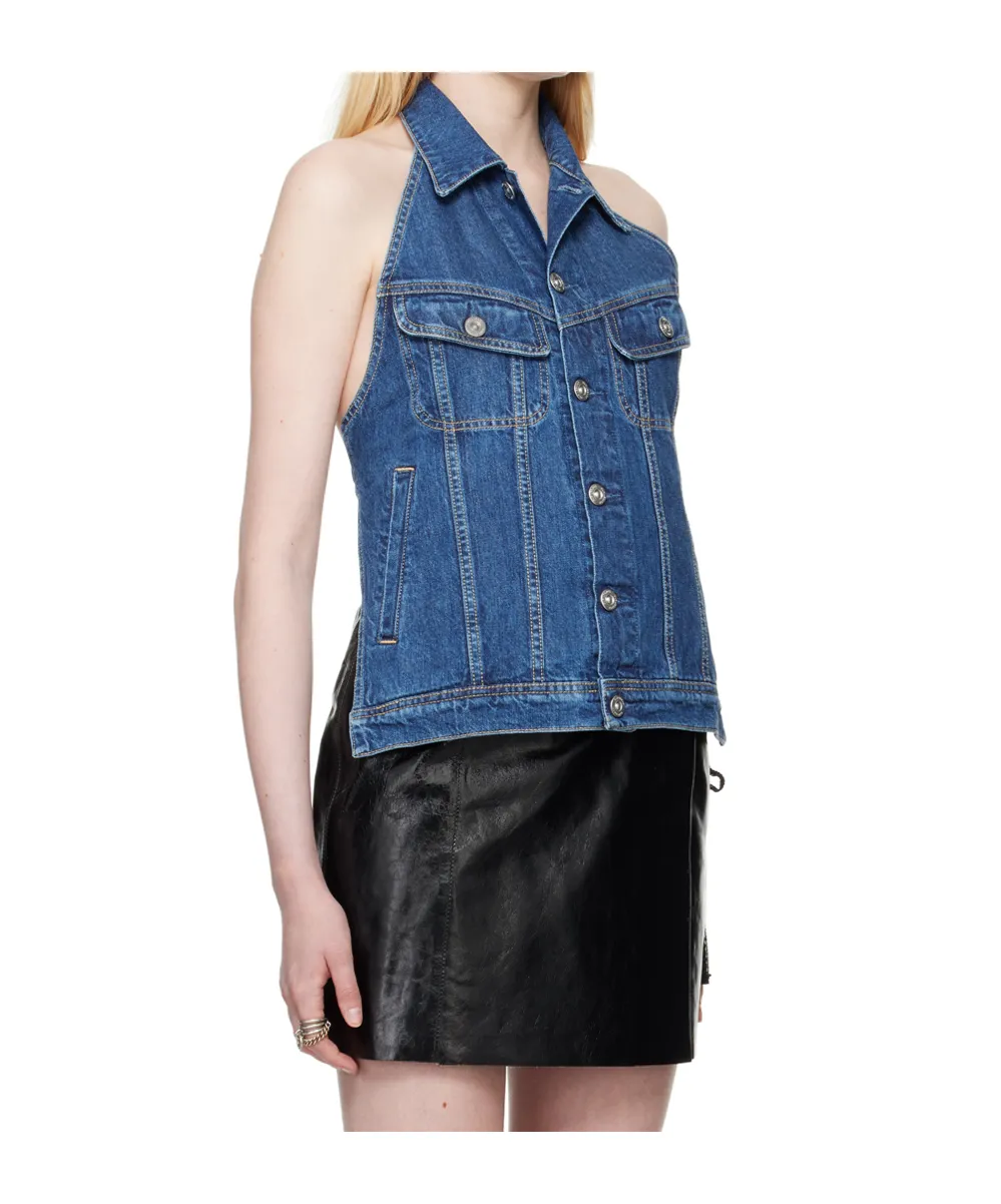 Open-Back Denim Vest