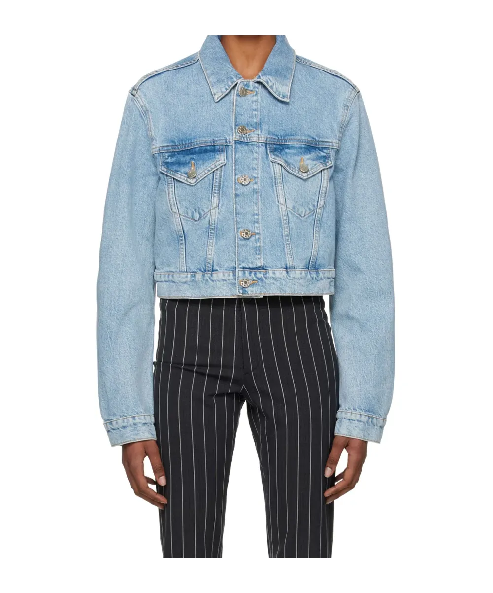 Blue Cropped Denim Jacket