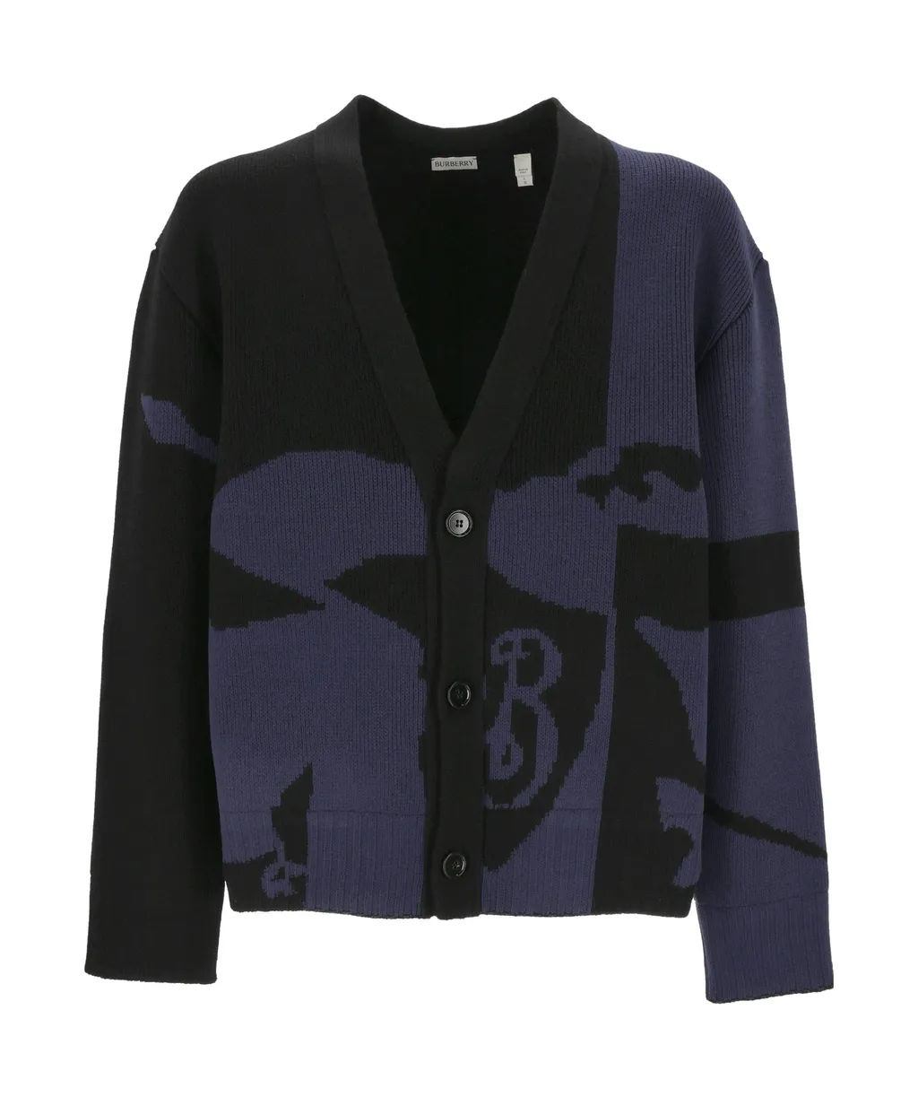 Burberry Ekd Intarsia-Knit Buttoned Cardigan