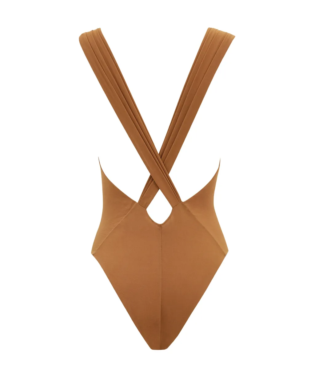 Saint Laurent Cross-Back Sleeveless Bodysuit