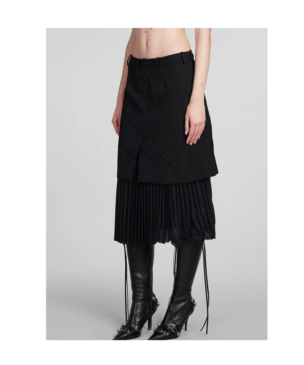 Pleated Layered Tailored Skirt
