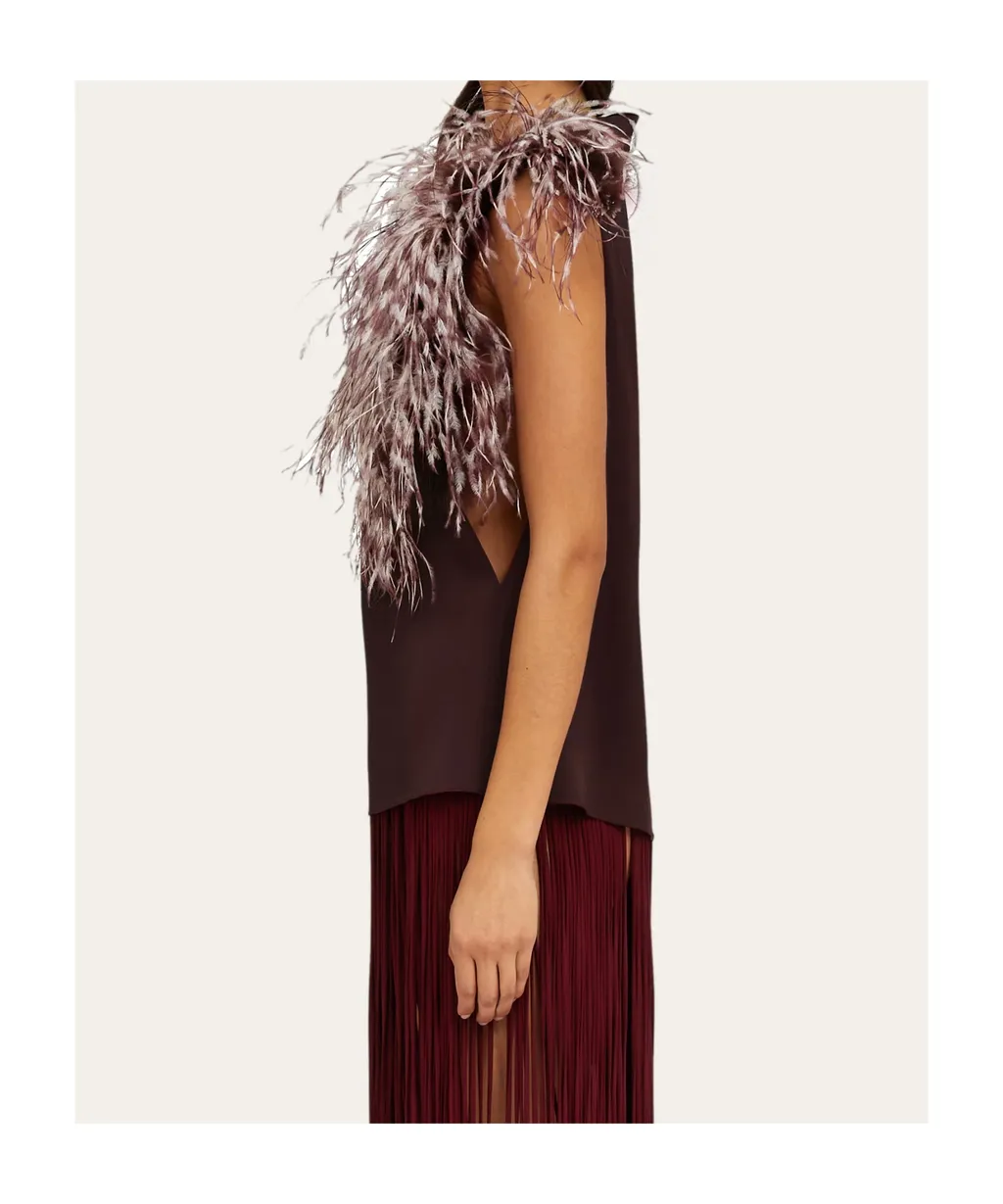 Asymmetrical Feather Vest
