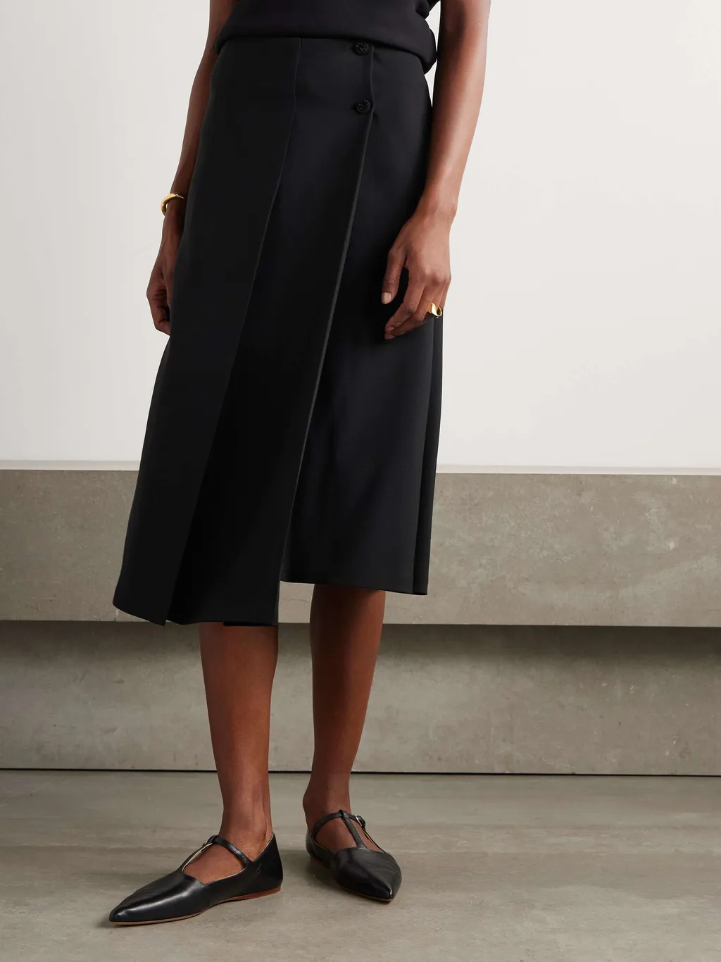Loro Piana Bull Pleated High-Rise Midi Skirt