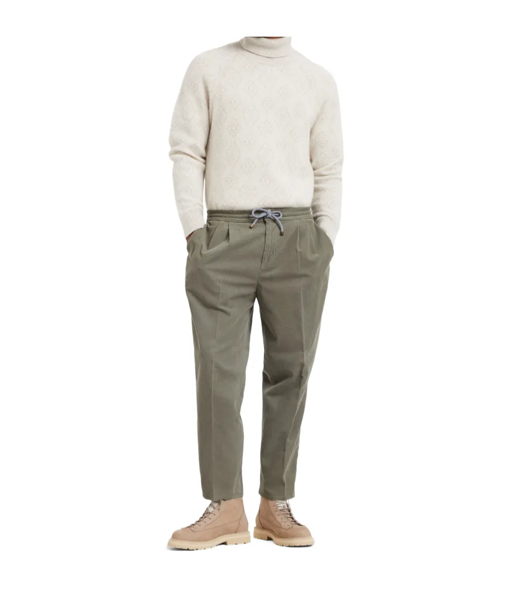 Drawstring-Waistband Corduroy Trousers