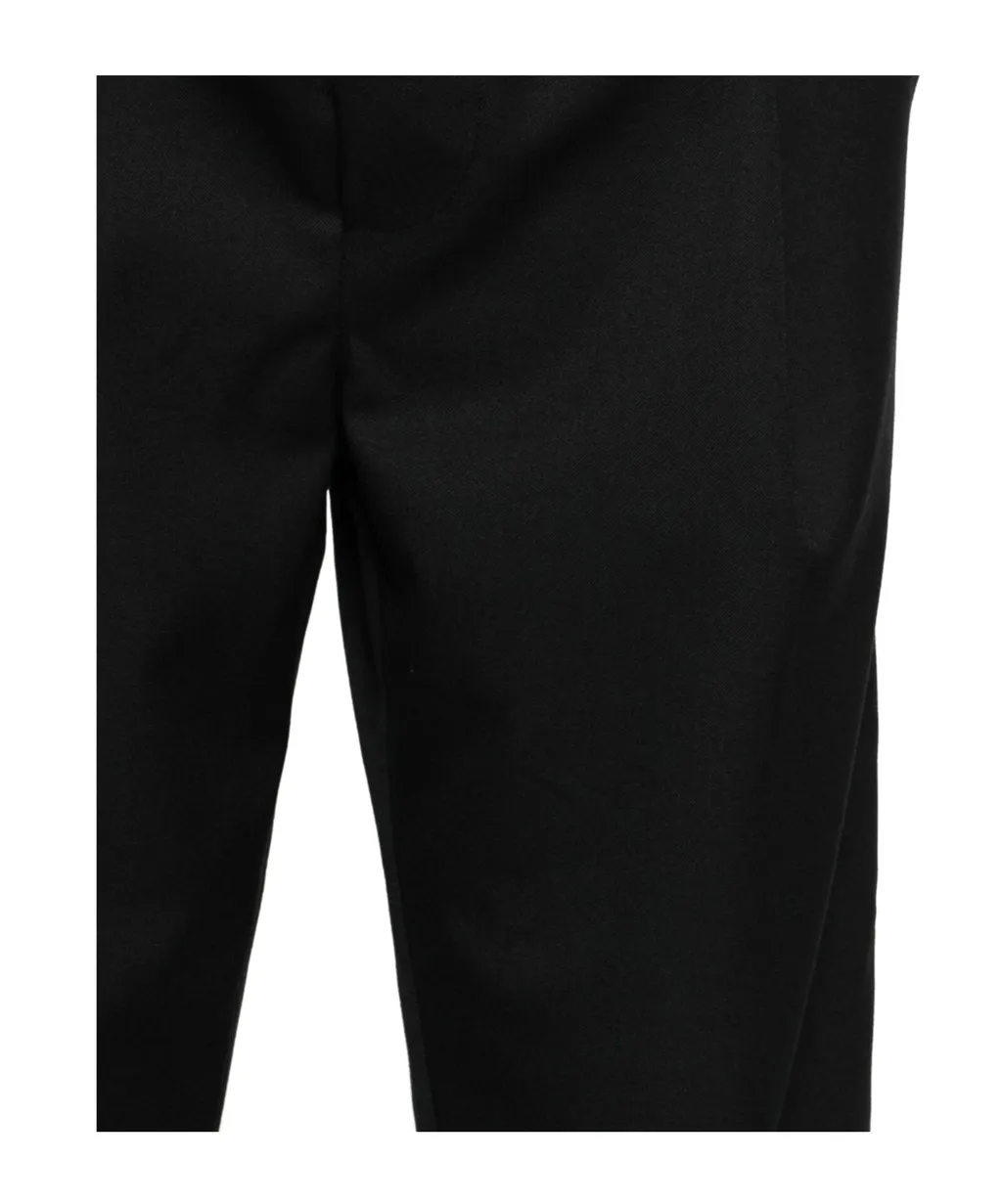 Drawstring Twill Cropped Trousers