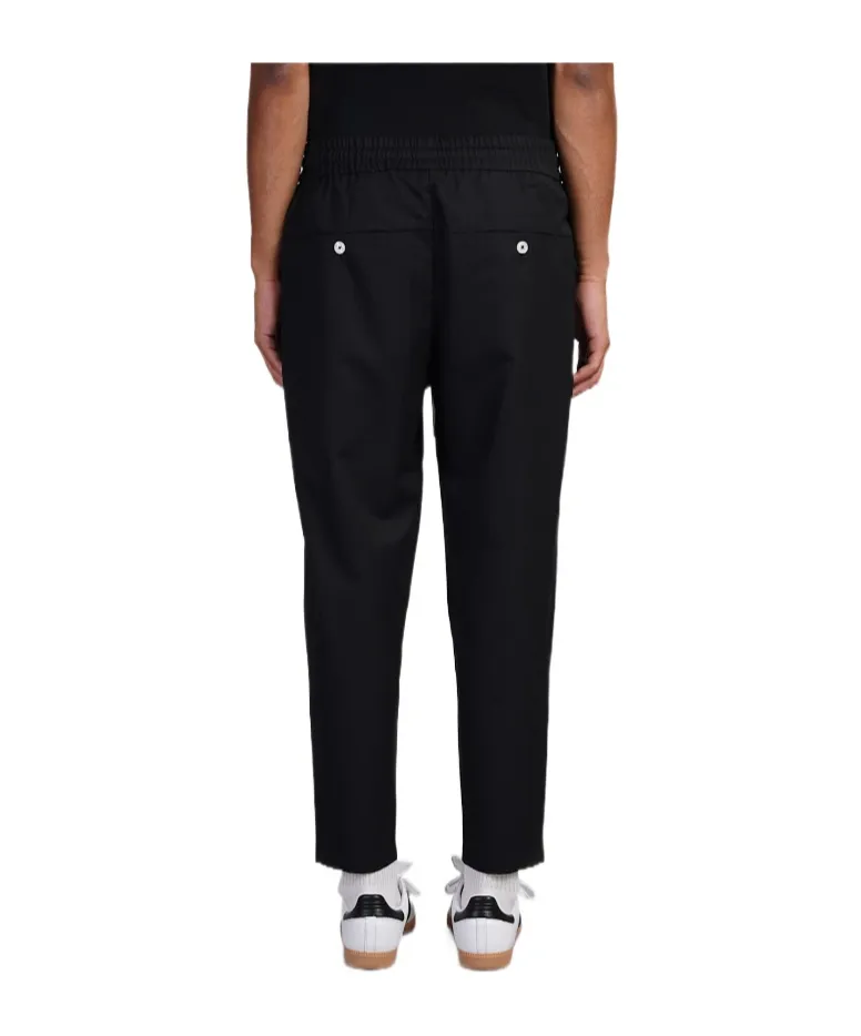 Drawstring Twill Cropped Trousers