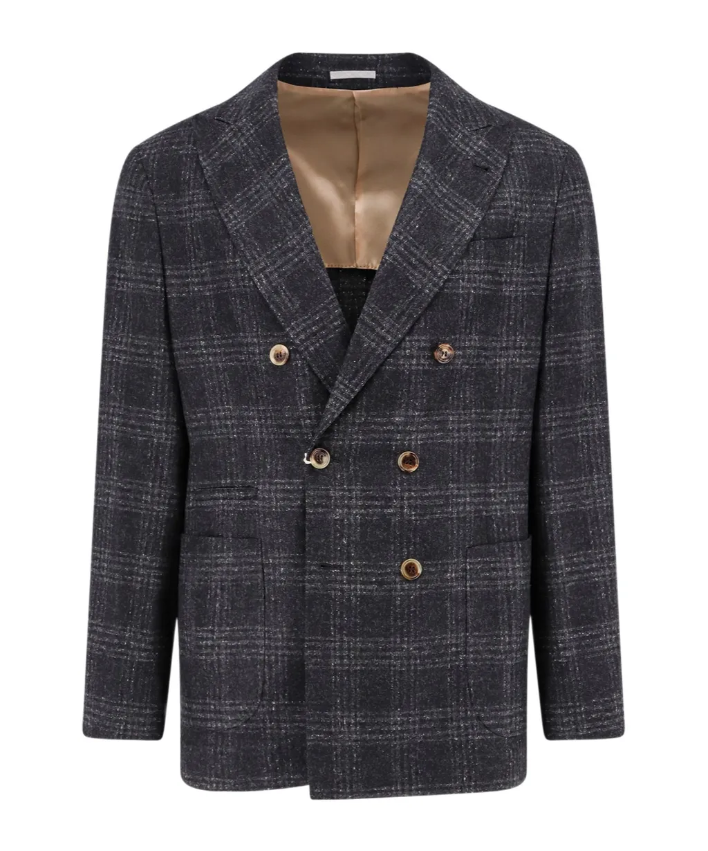 Brunello Cucinelli Double-Breasted Checked Blazer