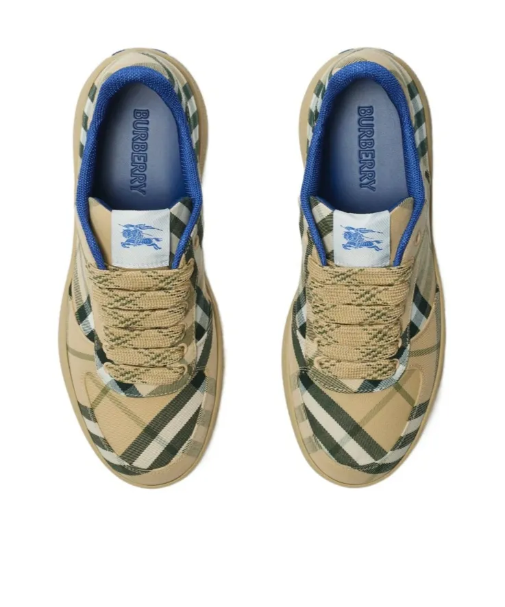 Burberry Terrace Checked Lace-Up Sneakers