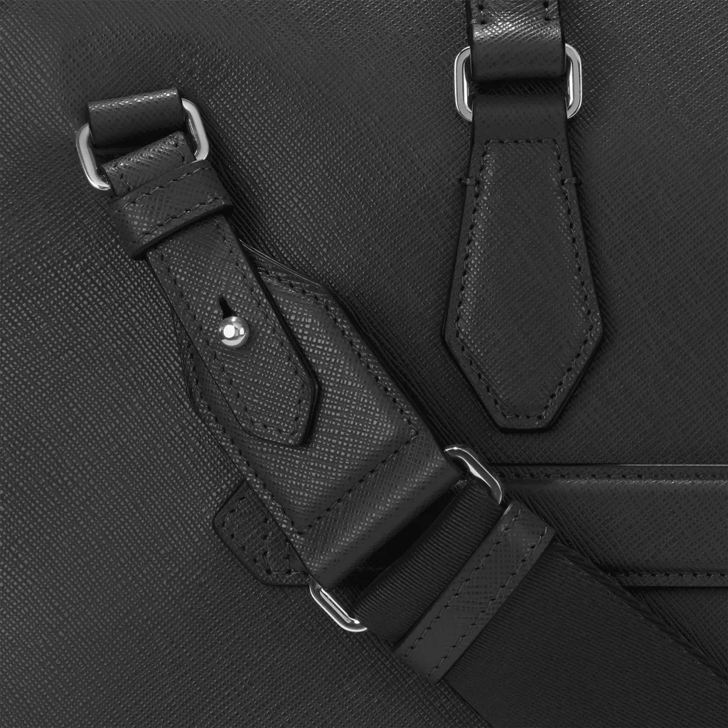 Logo-Plaque Leather Laptop Bag