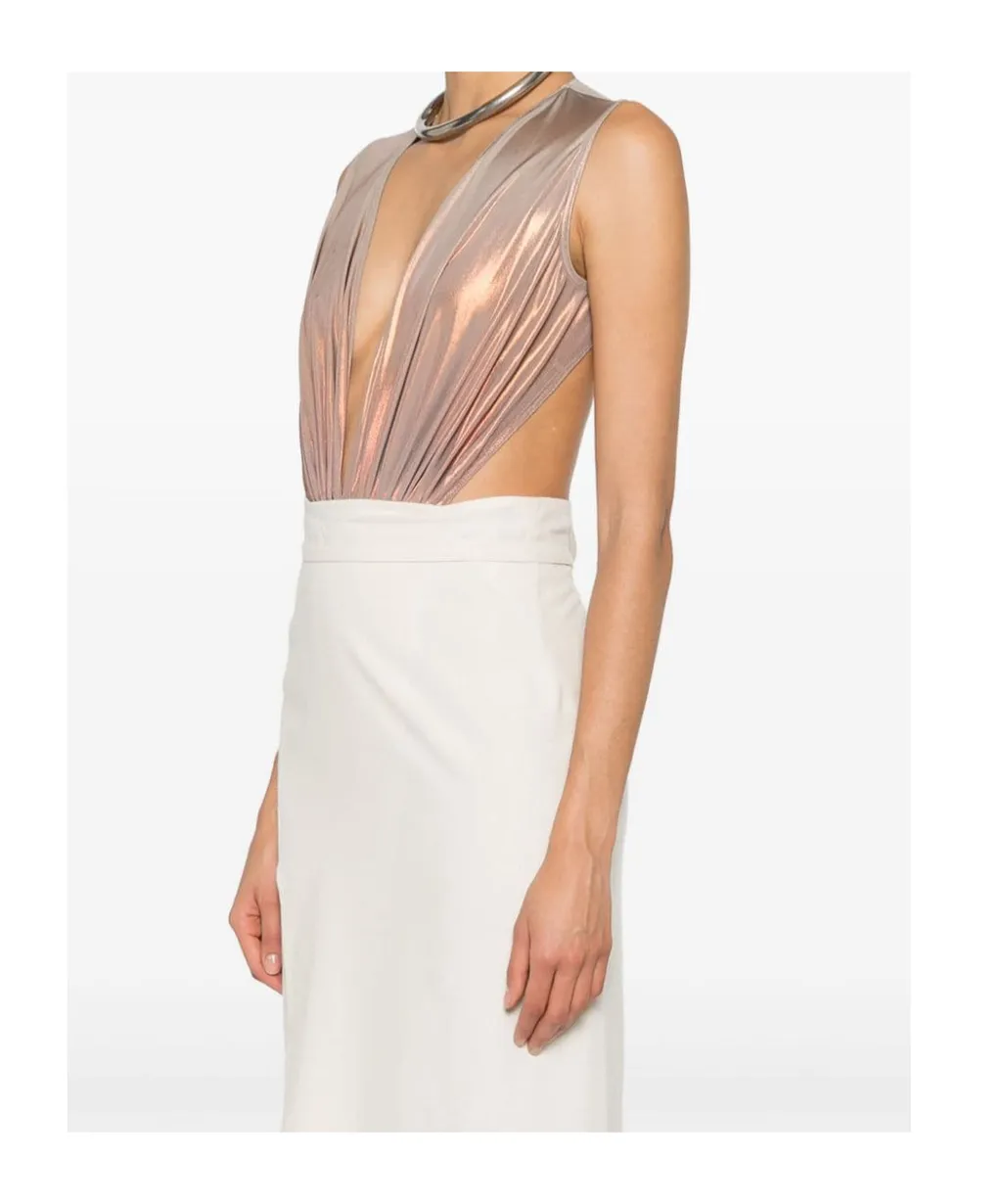 Rick Owens Lilies Open Back Deep V-Neck Bodysuit