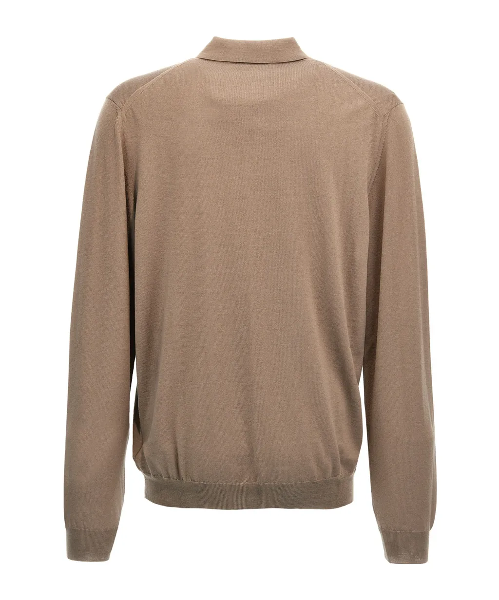 Zanone Long-Sleeved Fine-Knit Polo Shirt