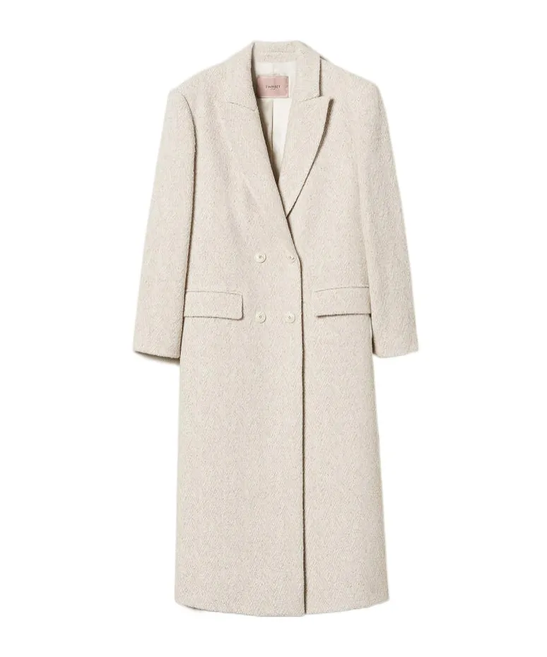 Double-Breasted Herringbone Coat