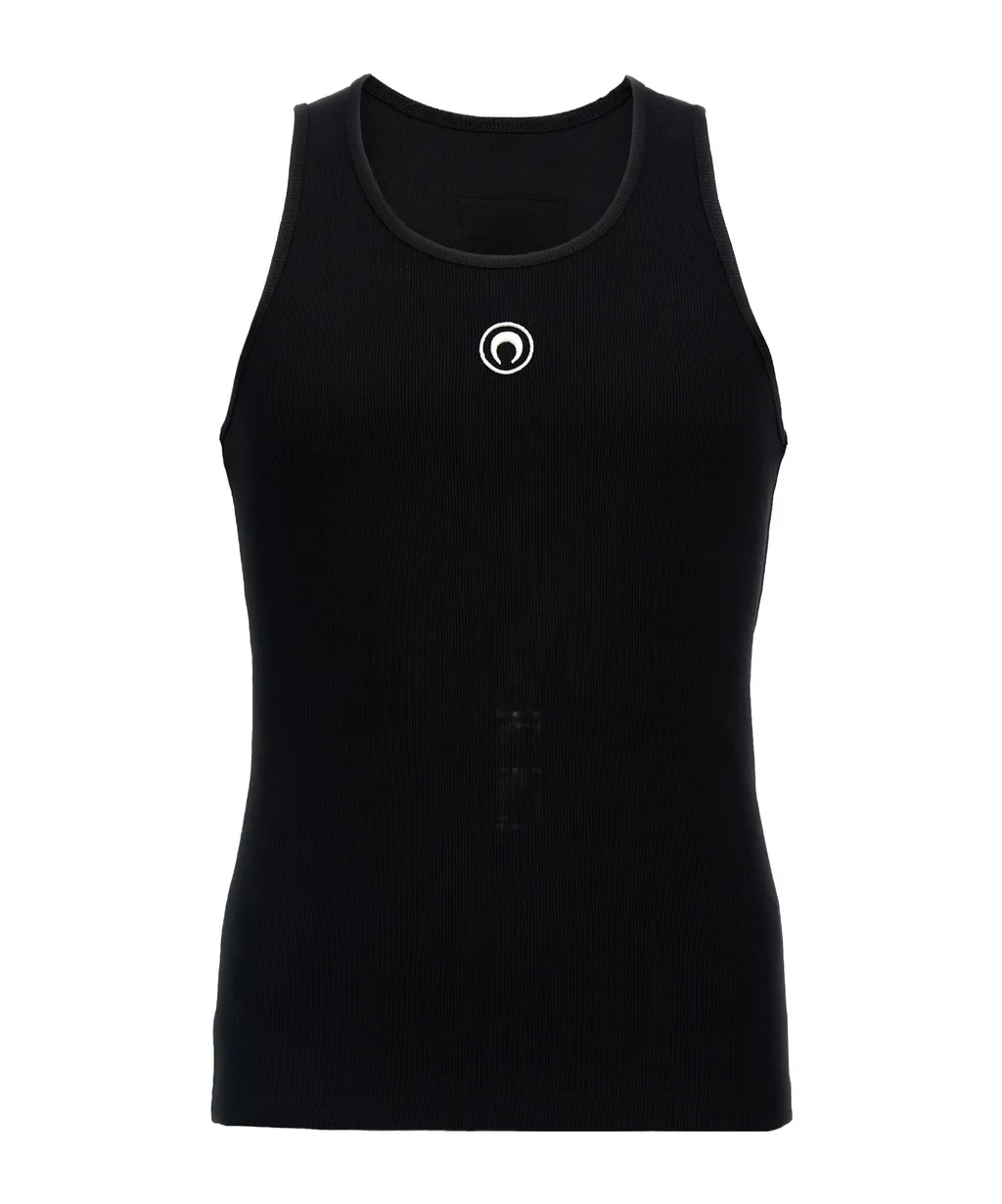 Marine Serre Logo Embroidered Ribbed Tank Top