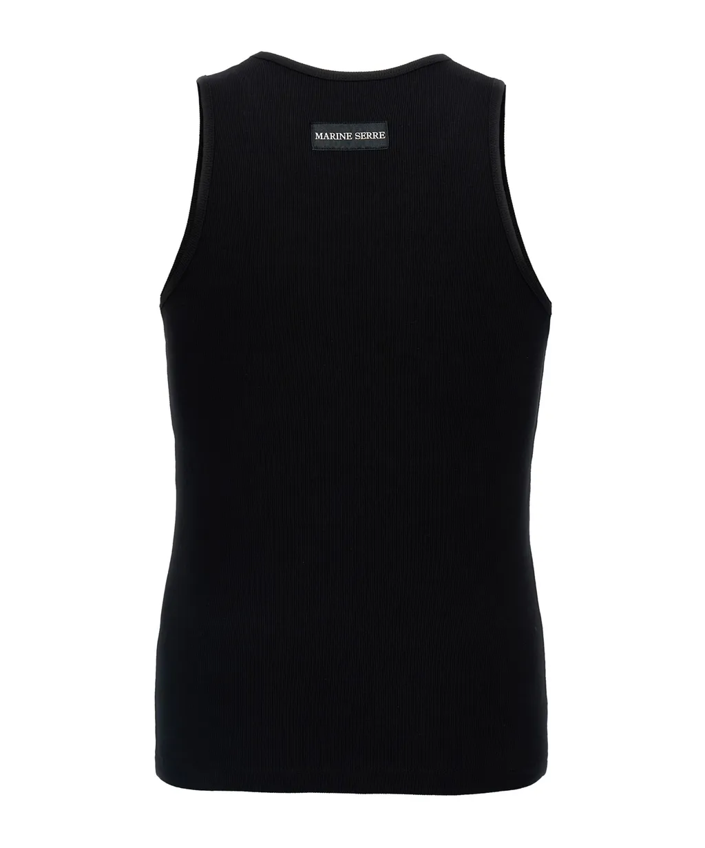 Marine Serre Logo Embroidered Ribbed Tank Top