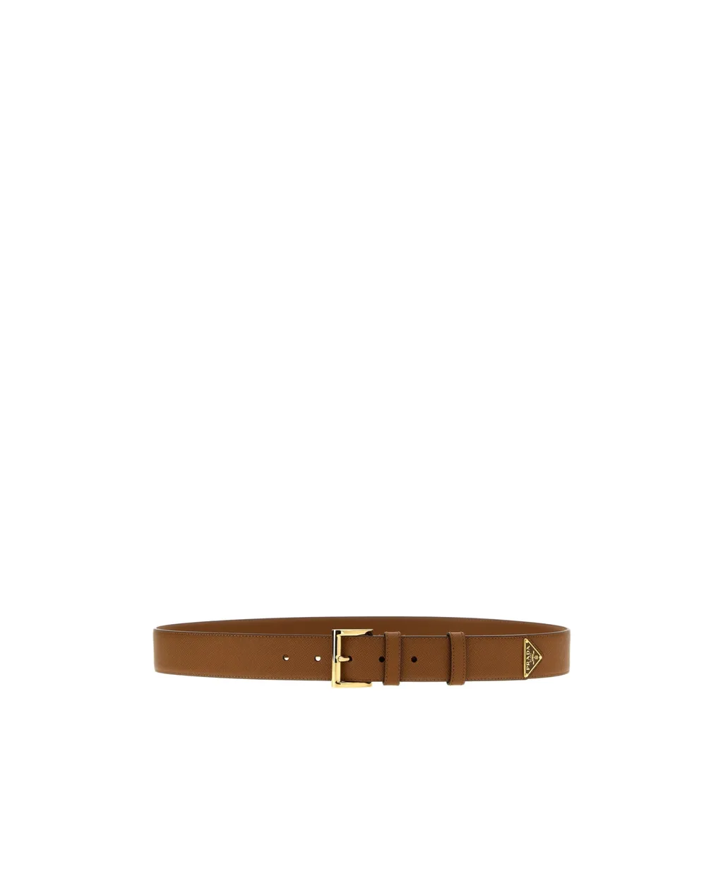Prada Logo Plaque Buckled Belt