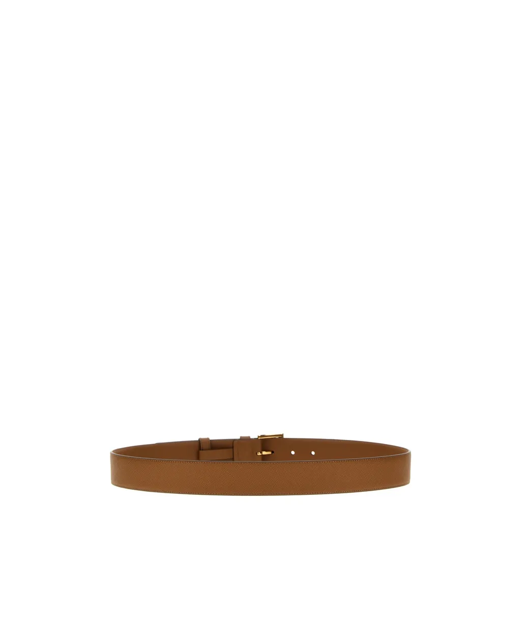 Prada Logo Plaque Buckled Belt