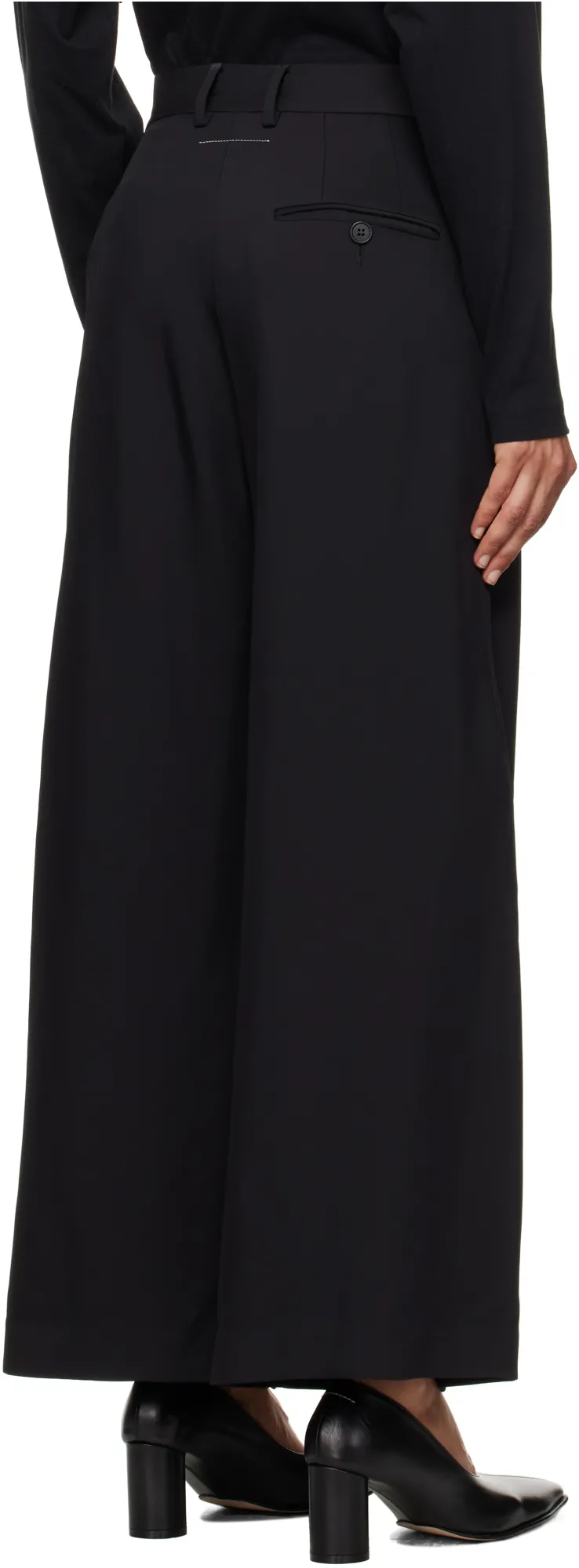 Mm6 Maison Margiela Pleat-Detailed Wide-Leg Trousers