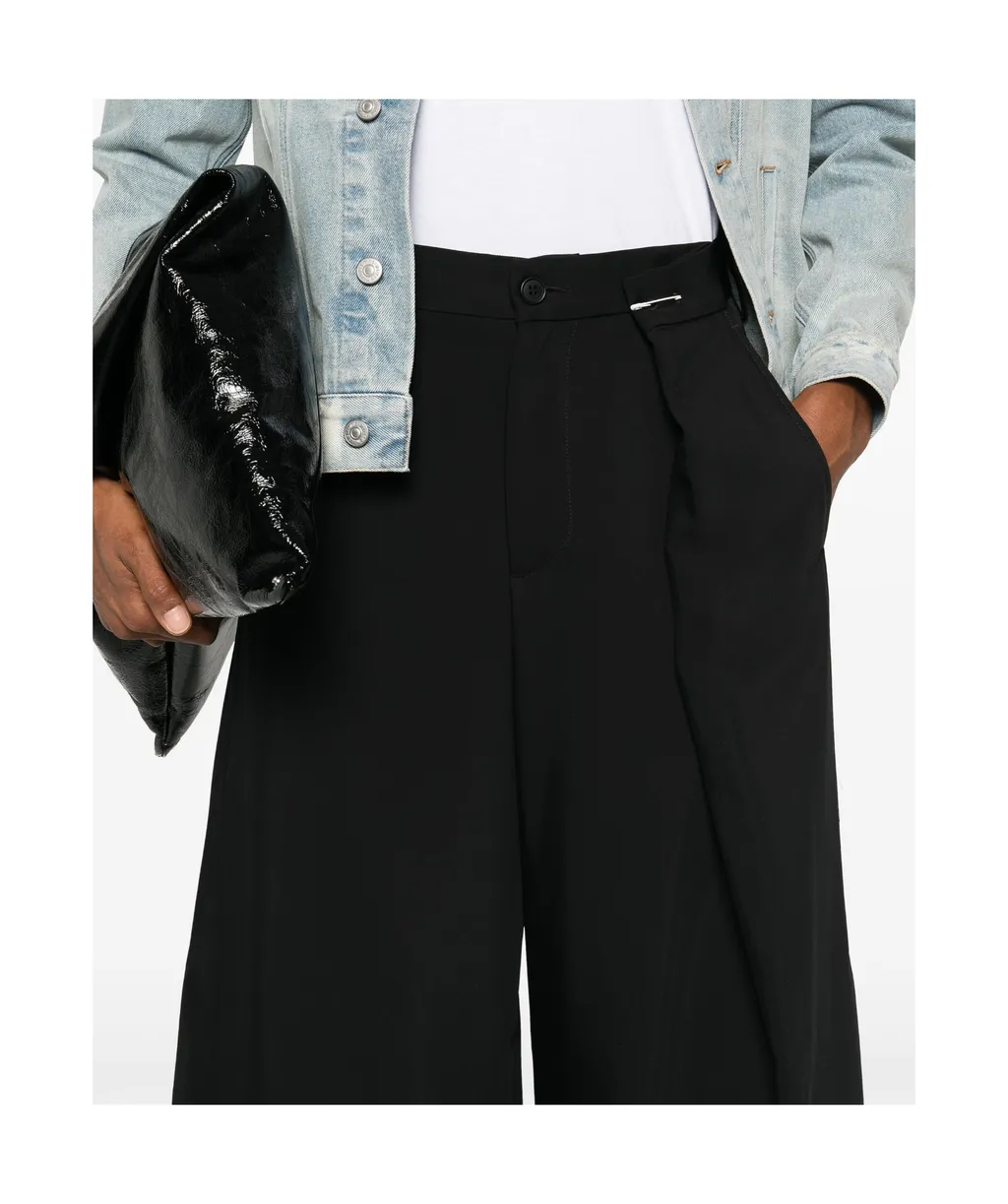 Mm6 Maison Margiela Pleat-Detailed Wide-Leg Trousers