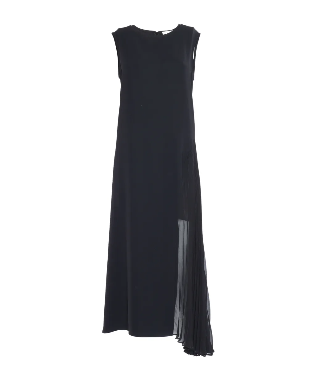 P.A.R.O.S.H. Pleated Sheer Detailed Sleeveless Dress