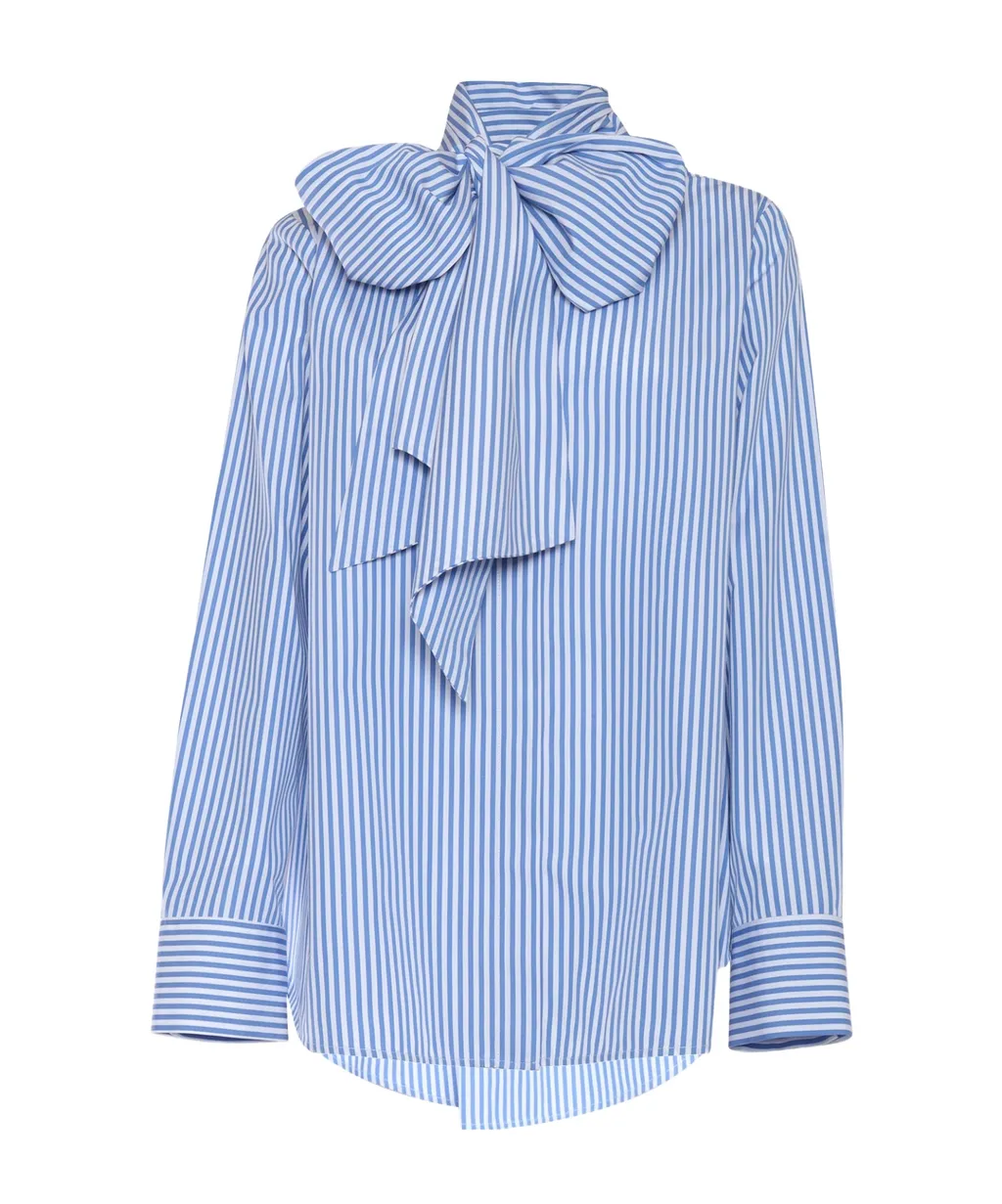 P.A.R.O.S.H. Striped Tied-Neck Shirt