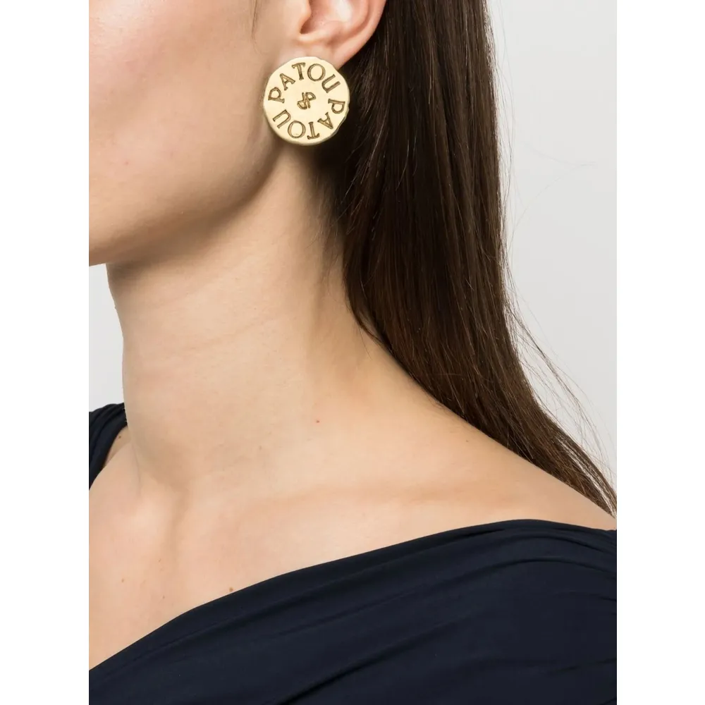 Patou Logo Engraved Clip-On Earrings